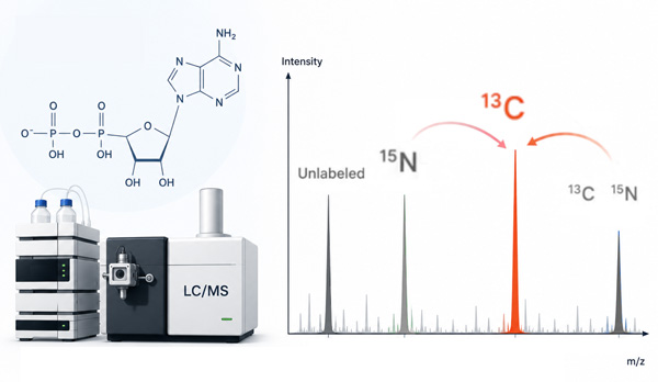 Graphic: 13C nucleosides & nucleotides, lab equipment, chart